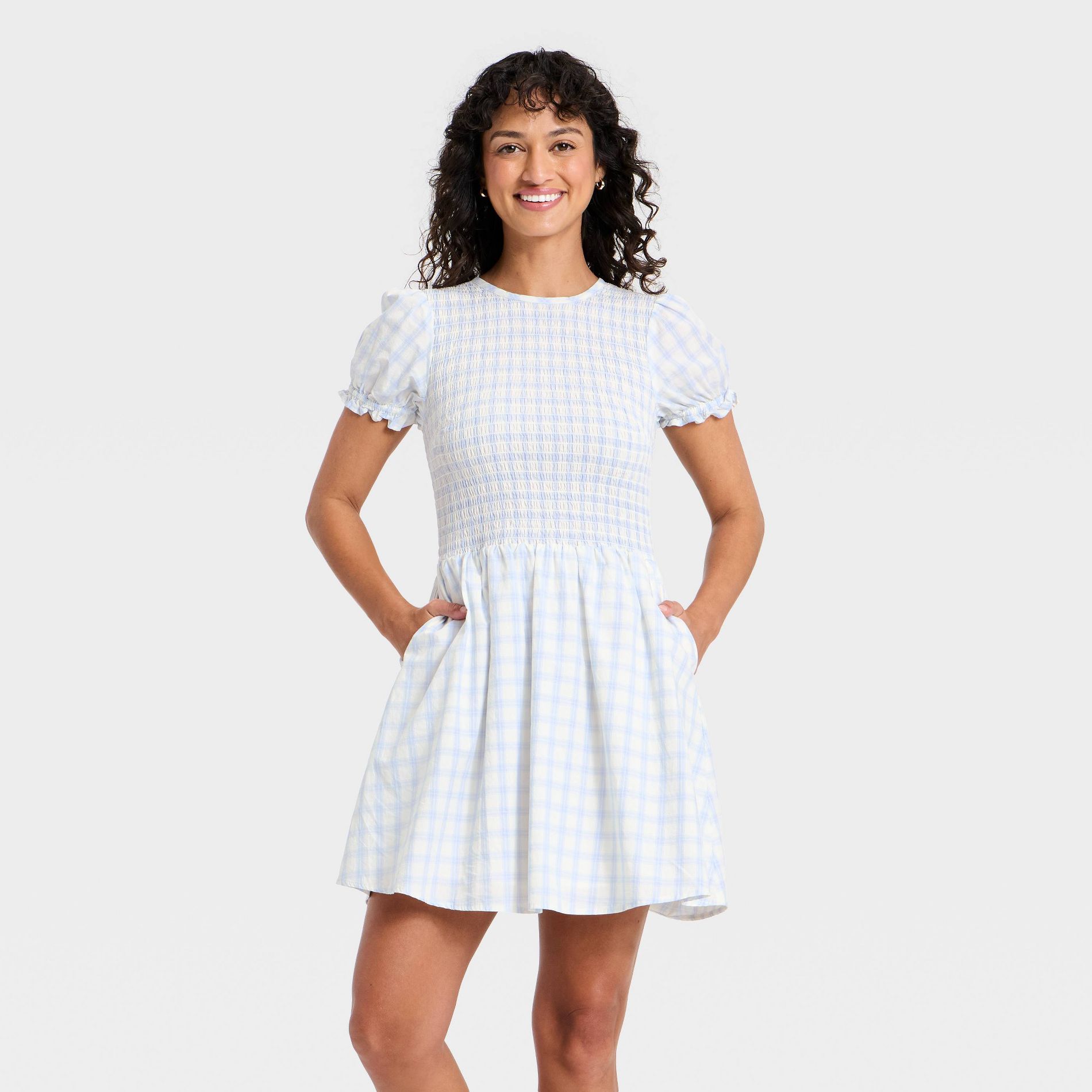 Women's Puff Short Sleeve Smocked Mini Sundress - Universal Thread™