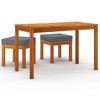 vidaXL 3 Piece Patio Dining Set with Cushions Solid Wood Acacia - 2 of 4