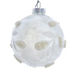 Kurt Adler 80mm Glass White Pearl 6-Piece Ball Ornament Set - 1 of 4