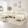 U-Shape Sectional Sofa with 2 Ottomans, 4-Seater Sofa with Armrests and Cylindrical Legs, Boucle Fabric Couch with Cushion-Coolbibila - 2 of 4