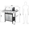 4 Burner Propane Gas BBQ Grill With Side Burner, 46790 BTU Output Gas Grill With Porcelain-Enameled Cast Iron Grates For Patio Camping - 3 of 4