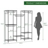 Heavy Duty Clothes Rack with 4 Rails, 8 Hooks & Adjustable Shelves, Freestanding Wardrobe Closet Organizer for Bedroom, Black - 2 of 4