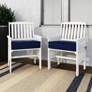 2pk Outdoor Armchairs: CorLiving, Weather-Resistant, with Removable Blue Cushions - 1 of 4
