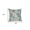HomeRoots 22" Green and White Cotton Throw Pillow with Embroidery - 3 of 4