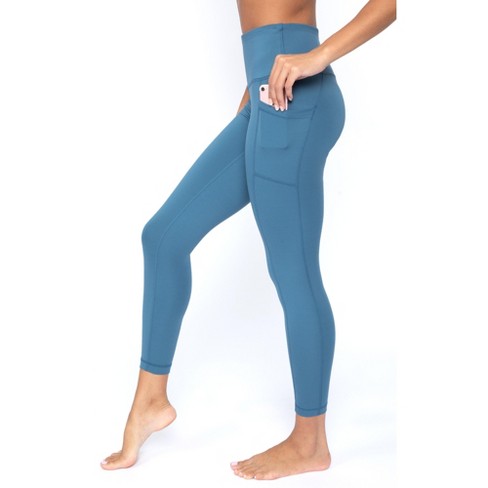 Yogalicious - Women's High Waist Side Pocket 7/8 Ankle Legging - Blue  Fusion - Medium : Target