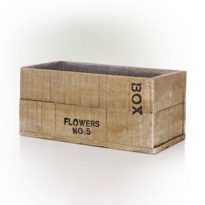 Alpine Corporation 11" Rectangular Flower Box Cement Novelty Planter Tan