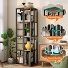 Rotating Bookcase - 4-Tier Corner Shelf for Small Spaces, 54" Tall Spinning Organizer with Industrial Metal Frame 360° Narrow Swivel Bookshelves - 3 of 4