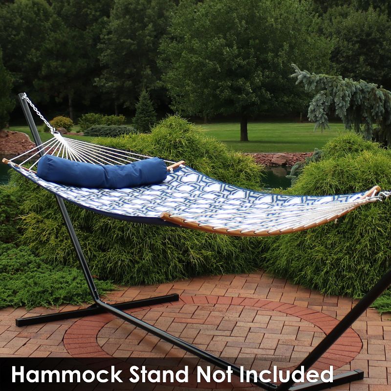 Sunnydaze Heavy-Duty Quilted 2-Person Hammock with Curved Bamboo Spreader Bars - 450 lb Weight Capacity, 2 of 9