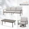 HAPPATIO Patio Outdoor Furniture Set,4 Piece Aluminum Patio Conversation Set with Coffee Table, Swivel Chairs and 3-Seat Sofa for Yard Deck Poolside - 3 of 4