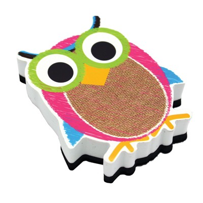 Ashley Productions Magnetic Whiteboard Eraser, Burlap Scribble Owl (Pack of 6)