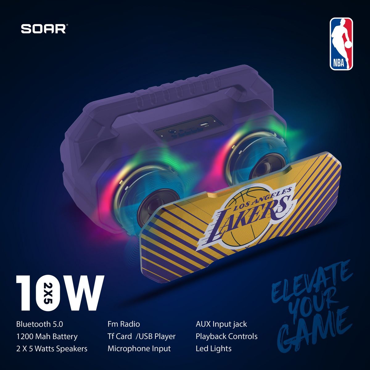 NBA Shockbox Bluetooth BOOMBOX Speaker with FM Radio - thumbnail 3