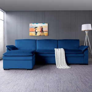 117.7” Sectional Sofa With Ottoman Dark Gray, Velvet Material Indoor Sofa. - 1 of 4