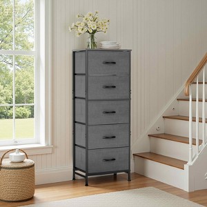 MAYEERTY Tall Dresser Fabric Storage Tower Wooden Top for Kid Room Closet Entryway Nursery - 1 of 4