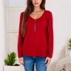 Anna-Kaci Women's Top with Front Zip Detail and Curved Hem - 2 of 4