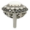 Slickblue Ruthenium Brass Oval Ring with White Milky CZ Stone - Perfect for Women's Everyday or Evening Look, Size 5-10 - 3 of 4