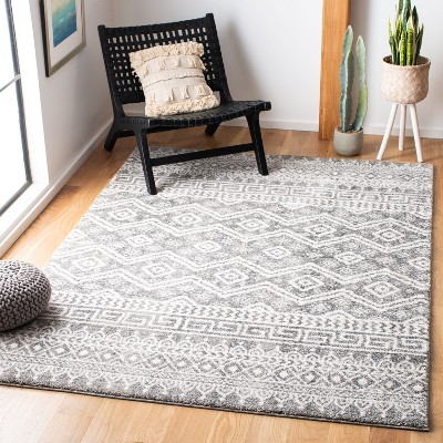 Tunisia Black and Ivory Geometric Hand-knotted Area Rug