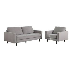 2pc Axel Mid Century Tufted Fabric Sofa & Armchair Set Gray - Abbyson Living