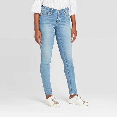 high rise light wash skinny jeans