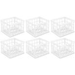 6 Pack) Sterilite 16928006 Plastic White Storage Box Milk Crate Containers Home