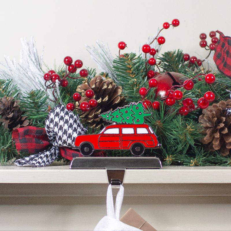Northlight 5.25" Red Vintage Station Wagon Car with Tree Christmas Stocking Holder, 2 of 4