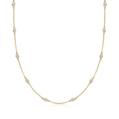 Ross-Simons 1.00-2.30 ct. t.w. Bezel-Set CZ Station Necklace in 18kt Gold Over Sterling