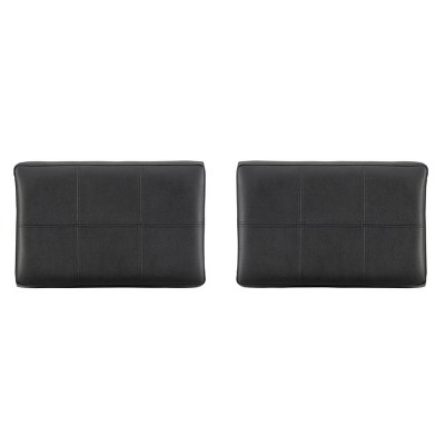 Set of 2 Black Wood and Leather Saddle Barstools