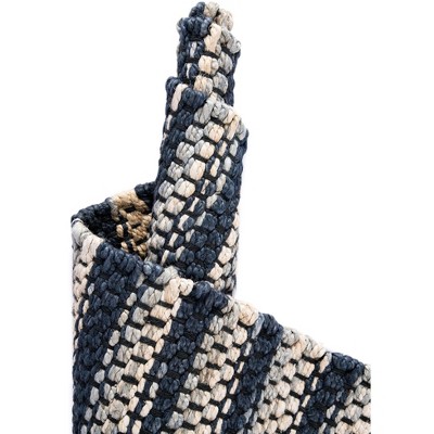 Handwoven Navy Blue and Ivory Jute Rectangular Area Rug