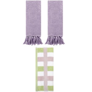 REGALWOVEN 3 Packs Cotton Absorbent Soft Decorative Bathroom Hand Towel Set - 1 of 4