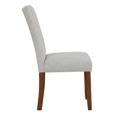 Slate Gray Linen Upholstered Parsons Side Chair Set with Wood Legs