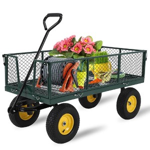 Garden Cart on Wheels 1500Lbs Capacity, Heavy Duty Full Steel Utility Wagon - 1 of 4