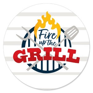 Big Dot of Happiness Fire Up the Grill - Summer BBQ Picnic Party Circle Sticker Labels - 24 Count - 1 of 4