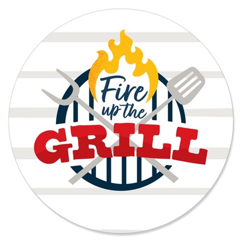 Big Dot Of Happiness Fire Up The Grill Summer Bbq Picnic Party Circle Sticker Labels 24 Count Target