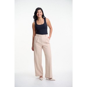 Lafidi Women’s High-Rise Wide Leg Dress Pants – Double Pleat Office Slacks with Slash & Welt Pockets - 1 of 4