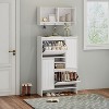 KTMBDW Shoe Cabinet with Wall Cabinet, Narrow Shoe Rack Storage Organizer with 2 Flip Drawers Versatile Side Cabinet for Hallway, Bedroom, White - 3 of 4