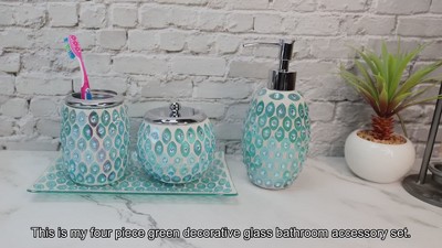 Ceramic 4-Piece Bathroom Accessories Set Turquoise GUATIRE