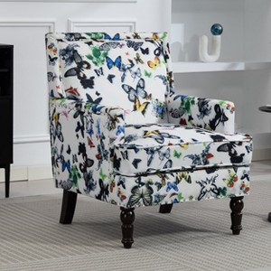 Hrinhom 27.2"W Upholstered Accent Chair, Vintage Armchair with Nailhead Trim - 1 of 4