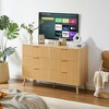 SKRAN Natural Wood Dresser, Mid-Century Modern Storage Cabinet, Rattan Shelves for Living Room,Entryway and Dining Room,Natural Color - 2 of 4