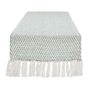 Design Imports  Woven Jacquard Fringe Table Runner, Jadeite, 15X72" - 1 of 4