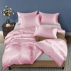 Blush Pink Satin Duvet Cover Set, Queen/Full Size, 1 Duvet+ 4 Pillowcases, Zipper Corner Ties - 2 of 4