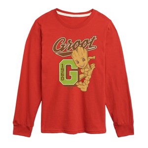 Boys' - Marvel - Guardians of the Galaxy Groot Collegiate Long Sleeve Graphic T-Shirt - 1 of 4