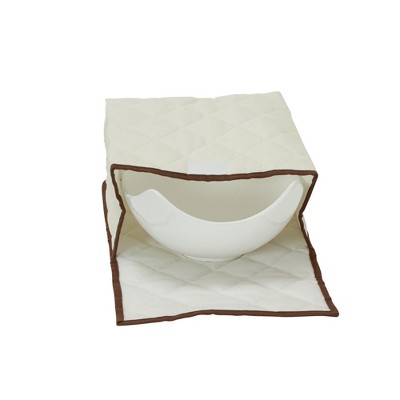 Natural Canvas Serveware Storage Box with Quilted Pouches