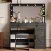 Makeup Vanity Desk With Cushioned Stool, Modern Dressing Table With Glass Top, Brightness Adjustable LED Mirror - 2 of 4