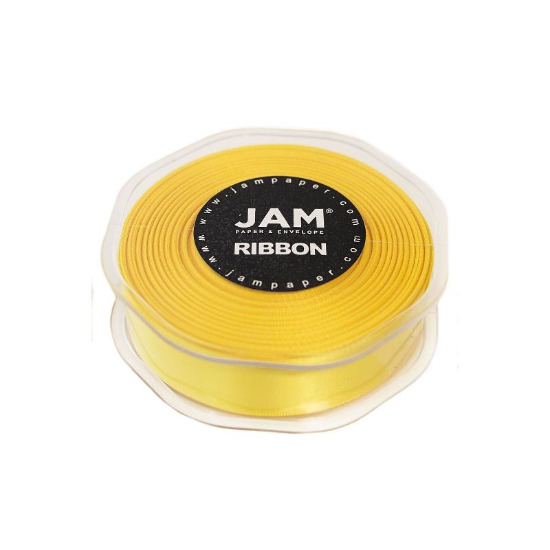 JAM Paper Double Faced Satin Ribbon 7/8 inch Wide x 25 Yards Yellow Sold Individually (807SAye25), 2 of 3