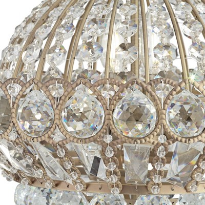 Antique Brass 19" French Crystal Chandelier 6-Light Elegance