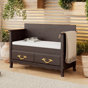 Whisen Charming Vintage Storage Bench/Entryway Bench with Removable Cushion and Gas Spring - 1 of 4
