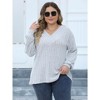 Women Plus Size Casual V Neck Tops Shirts Lantern Long Sleeve T Shirts Fall Tunic Blouse - 2 of 4