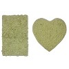 Bell Flower Collection Tufted Bath Rugs, Extra Soft and Absorbent, Non-Slip Bath Mats, Machine Washable Bathroom Mats, 2 Piece Set with Heart, Green - 2 of 4