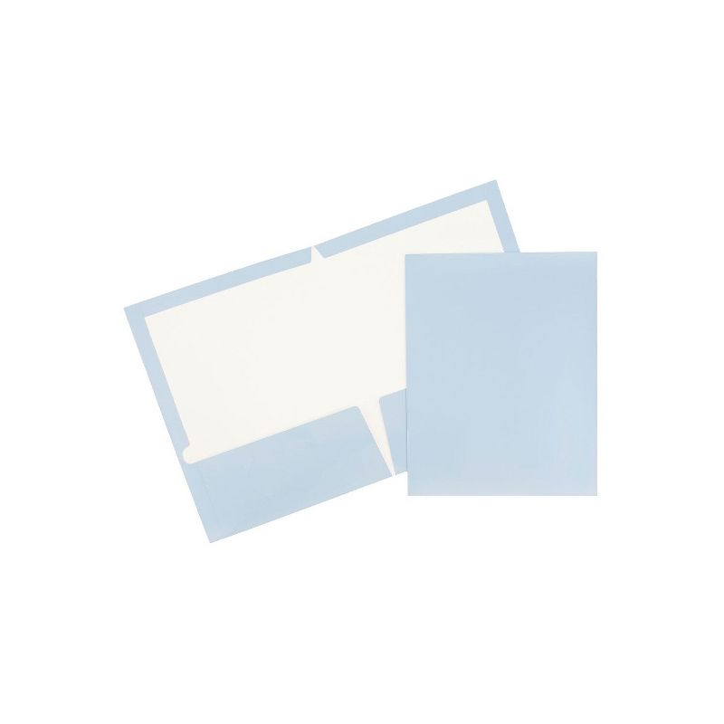JAM Paper Laminated Two-Pocket Glossy Presentation Folders Baby Blue 31225346A, 1 of 6