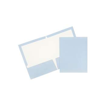 JAM Paper Laminated Two-Pocket Glossy Presentation Folders Baby Blue 31225346A