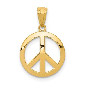 Black Bow Jewelry 14k Yellow Gold 13mm Polished Convex Peace Symbol Pendant - 1 of 4